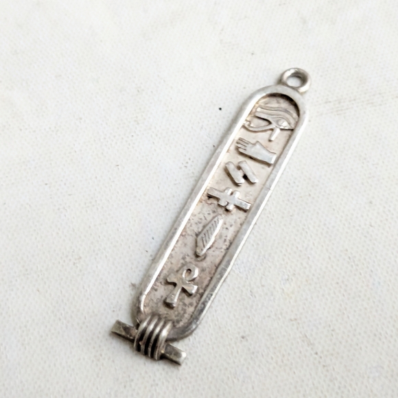 Sterling Silver Hieroglyphic Pendant Cartouche - Picture 2 of 10